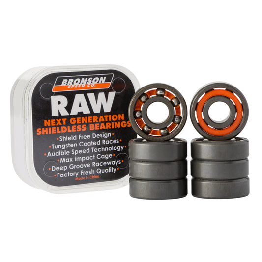 Bronson Speed Co Raw Shieldless Skate Rated Bearings