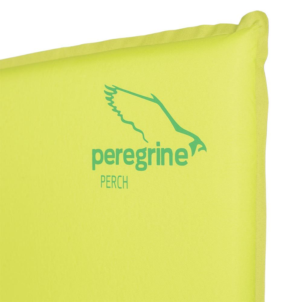 Peregrine Outfitters Perch Air Pad 1.5" insulated self inflating sleeping pad green top corner logo seams