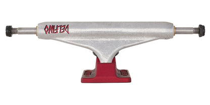 Indpendent Stage XI Hollow Delfino Silver/Red Standard Skateboard Trucks Front Delfino Logo