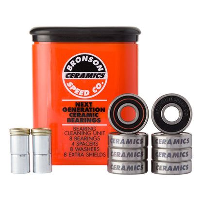 Bronson Speed Company Next Generation Ceramic Skate Rated Skateboard Longboard Scooter Rollerblade Bearings with Cleaning Kit