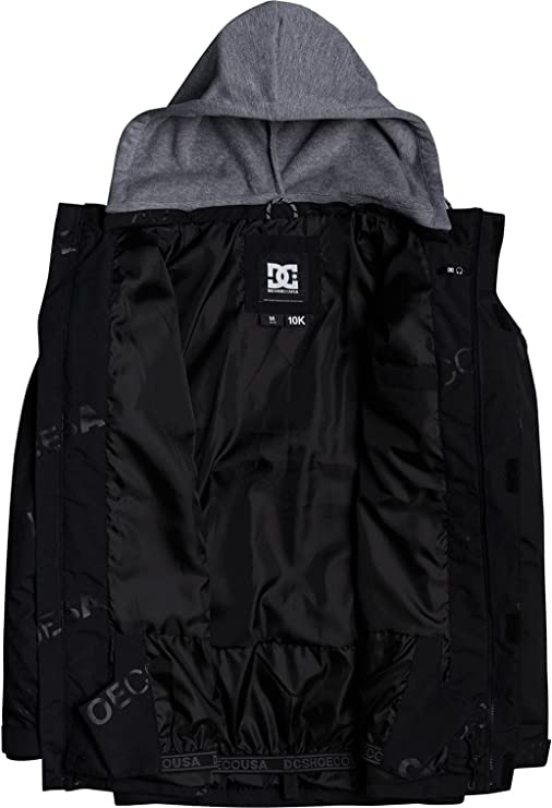 DC Men's Agent 10K Waterproof Ski Snowobard Hooded Jacket Coat DCUSA Repeat Black Insdie