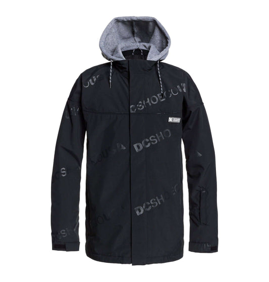 DC Men's Agent 10K Waterproof Ski Snowobard Hooded Jacket Coat DCUSA Repeat Black Front