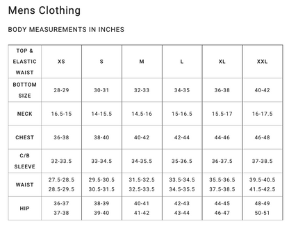 Billabong Mens Clothing Size Chart