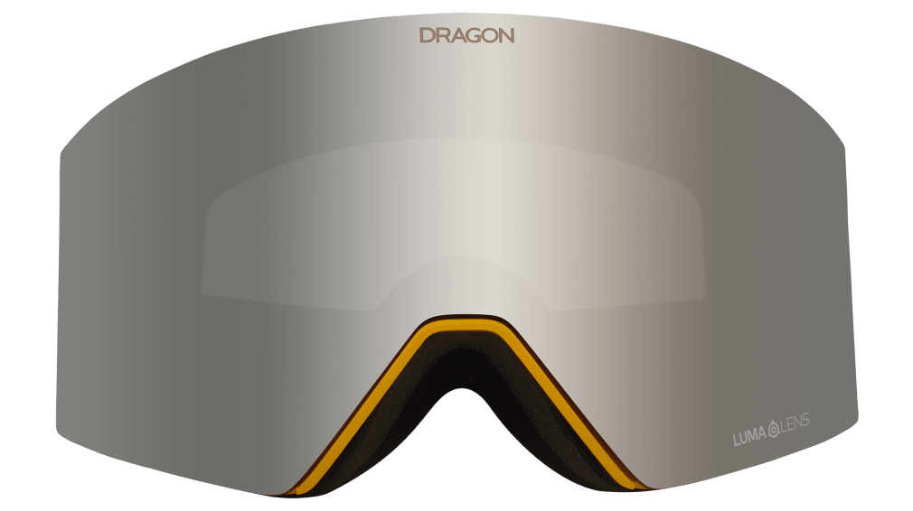Dragon Alliance RVX Magnetic OTG Quick Change Ski Snowboard Goggles Dijon Mustard Yellow Silver Ion Mirrored Lens Front Face