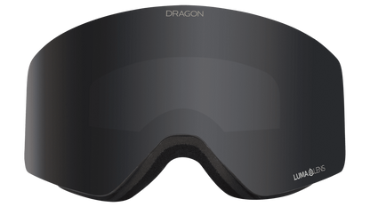 Dragon Alliance R1 OTG Flat Lens Frameless Ski and Snowboard Goggles Blackout Dark Smoke Grey Lens Front Face