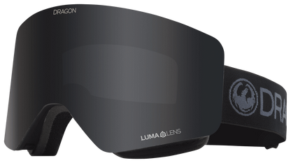 Dragon Alliance R1 OTG Flat Lens Frameless Ski and Snowboard Goggles Blackout Dark Smoke Grey Lens Profile