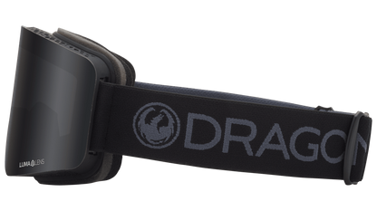 Dragon Alliance R1 OTG Flat Lens Frameless Ski and Snowboard Goggles Blackout Dark Smoke Grey Lens Band