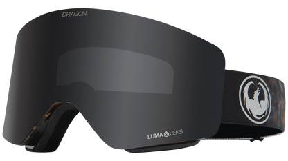 Dragon R1 OTG Over the Glasses Rimless Flat Lens Goggle Fireleaf Black Smoke Grey Lens