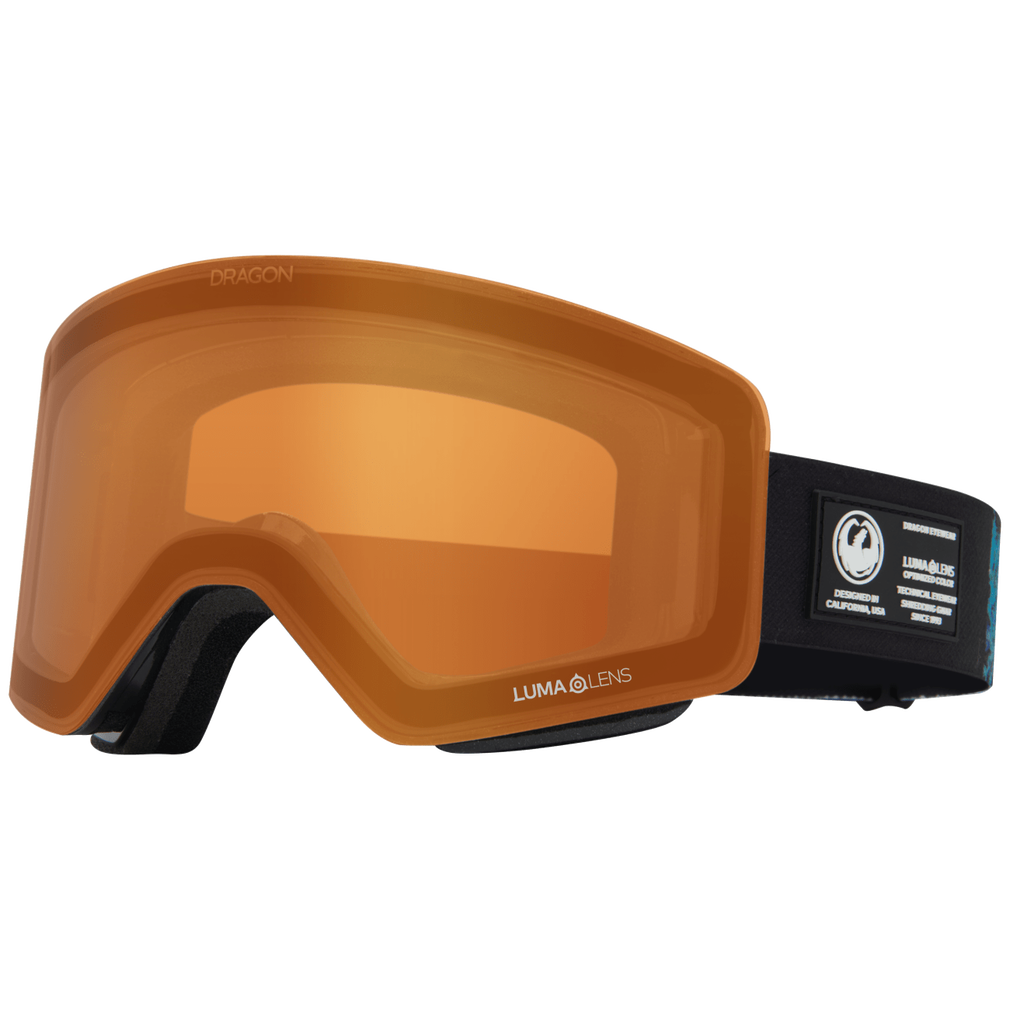 Dragon Alliance R1 OTG Flat Lens Frameless Ski and Snowboard Goggles Black Pearl Amber Lens