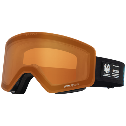 Dragon Alliance R1 OTG Flat Lens Frameless Ski and Snowboard Goggles Black Pearl Amber Lens