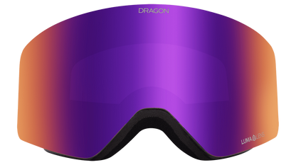 Dragon Alliance R1 OTG Flat Lens Frameless Ski and Snowboard Goggles Black Pearl Purple Ion Mirrored Lens Face Front