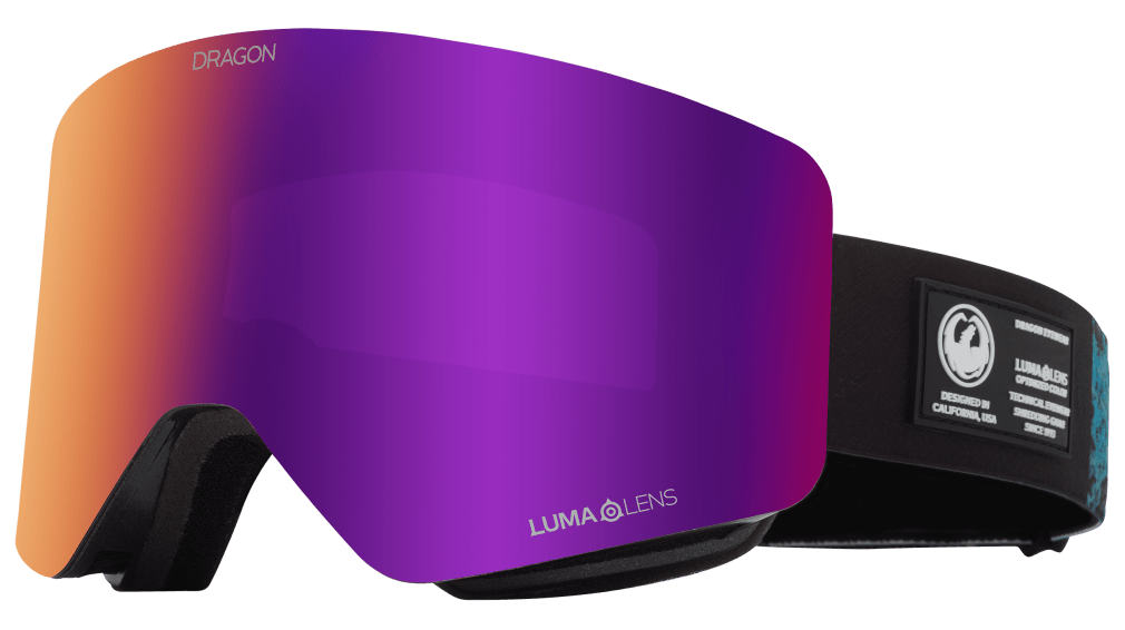 Dragon Alliance R1 OTG Flat Lens Frameless Ski and Snowboard Goggles Black Pearl Purple Ion Mirrored Lens Profile