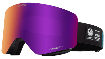 Dragon Alliance R1 OTG Flat Lens Frameless Ski and Snowboard Goggles Black Pearl Purple Ion Mirrored Lens Profile