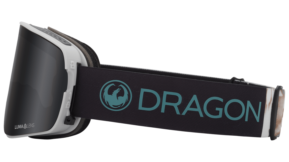 Dragon Alliance Spyder Collaboration NFX2 Flat Lens Quick Change Frameless Ski Snowboard Goggles Block Mirage Dark Smoke Gray Lens Side Band 1