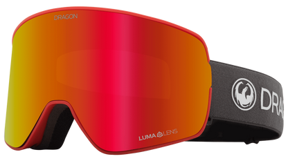 Dragon Alliance Spyder Collaboration NFX2 Flat Lens Quick Change Frameless Ski Snowboard Goggles Volcano Red Red Ion Mirror Lens Profile