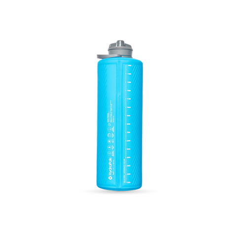 Hydrapak Flux 1.5 Liter Collapsible Water Bottle Blue Volume Indicator