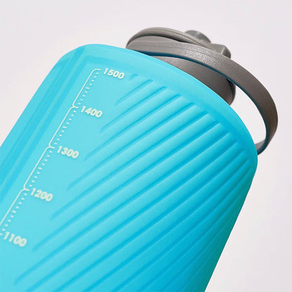 Hydrapak Flux 1.5 Liter Collapsible Water Bottle Blue Top Volume Markers