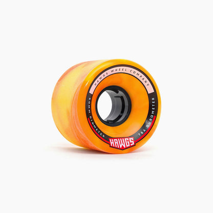 Landyachtz Hawgs Wheels Chubbies Chubby Hages 60mm 78a Longboard Cruiser Wheels Orange/Yellow Swirl Angle