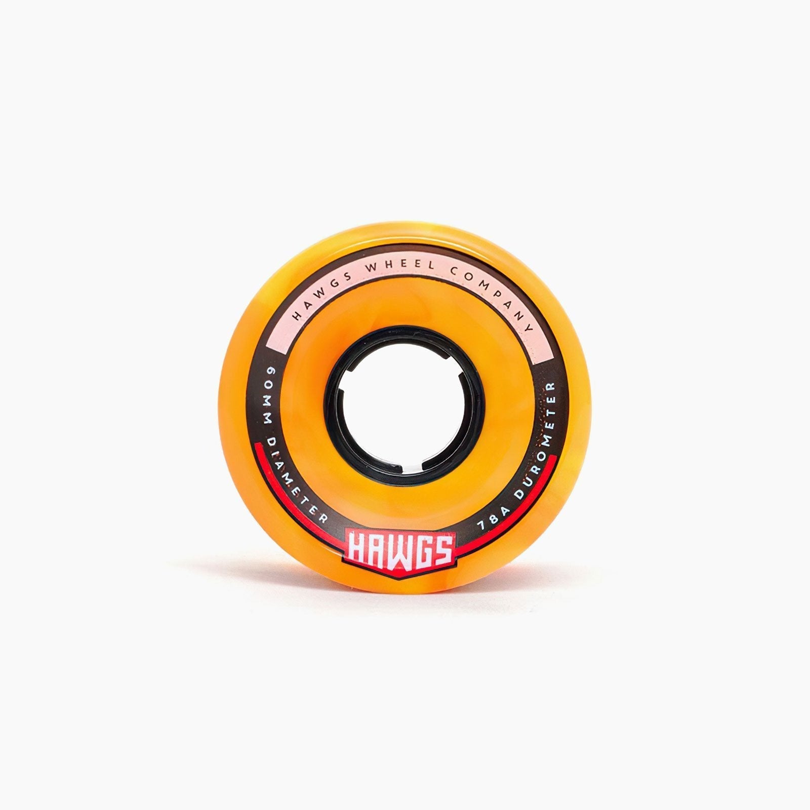 Landyachtz Hawgs Wheels Chubbies Chubby Hages 60mm 78a Longboard Cruiser Wheels Orange/Yellow Swirl Front