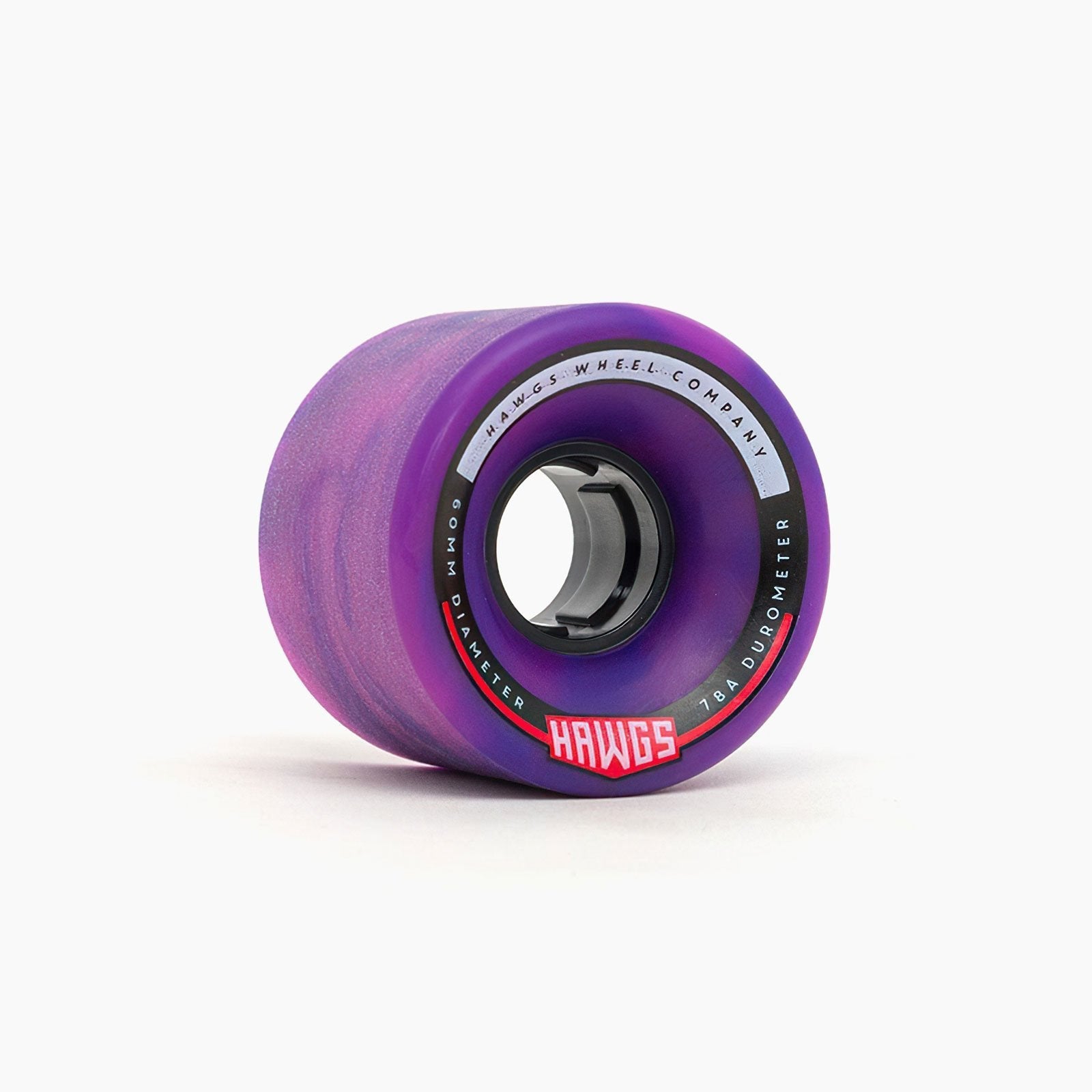 Landyachtz Hawgs Wheels Chubbies Chubby Hages 60mm 78a Longboard Cruiser Wheels PInk/Purple Swirl Angle