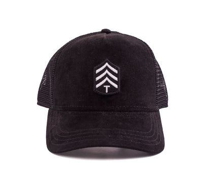 Trown Feather Black Hat Front