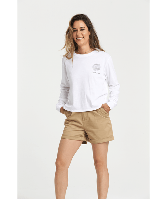 Element Ladies National Geographic Long Sleeve Crew Neck Tee White Front