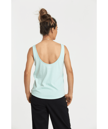 Element Women's Branded Low Back Scoop Tank Top Light Blue Back Model