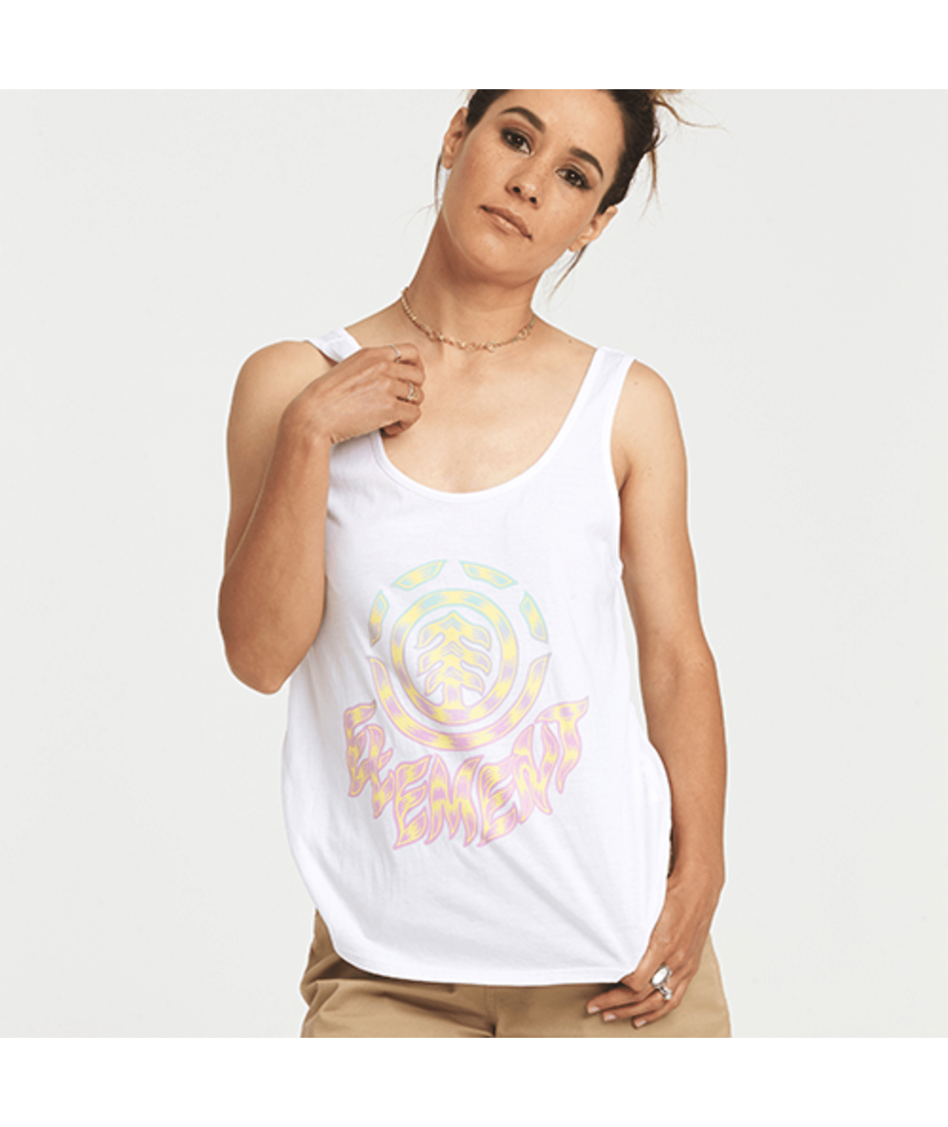 Element Women's Modern Low Scoop Neck Tank White Front Model