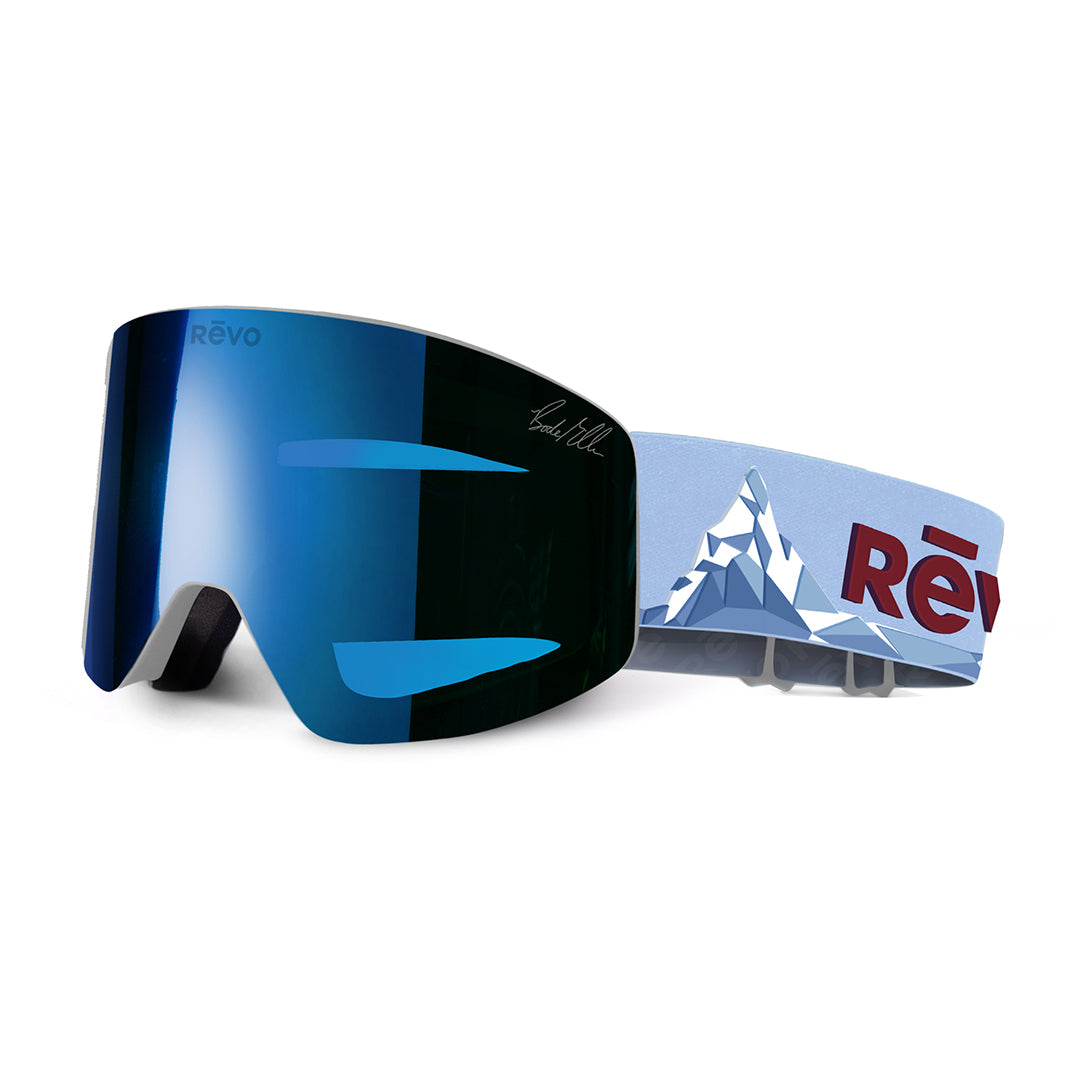 Revo Whiteout Number 6 Bode Miller Photochromic Ski Snowboard Goggles White Blue Lens