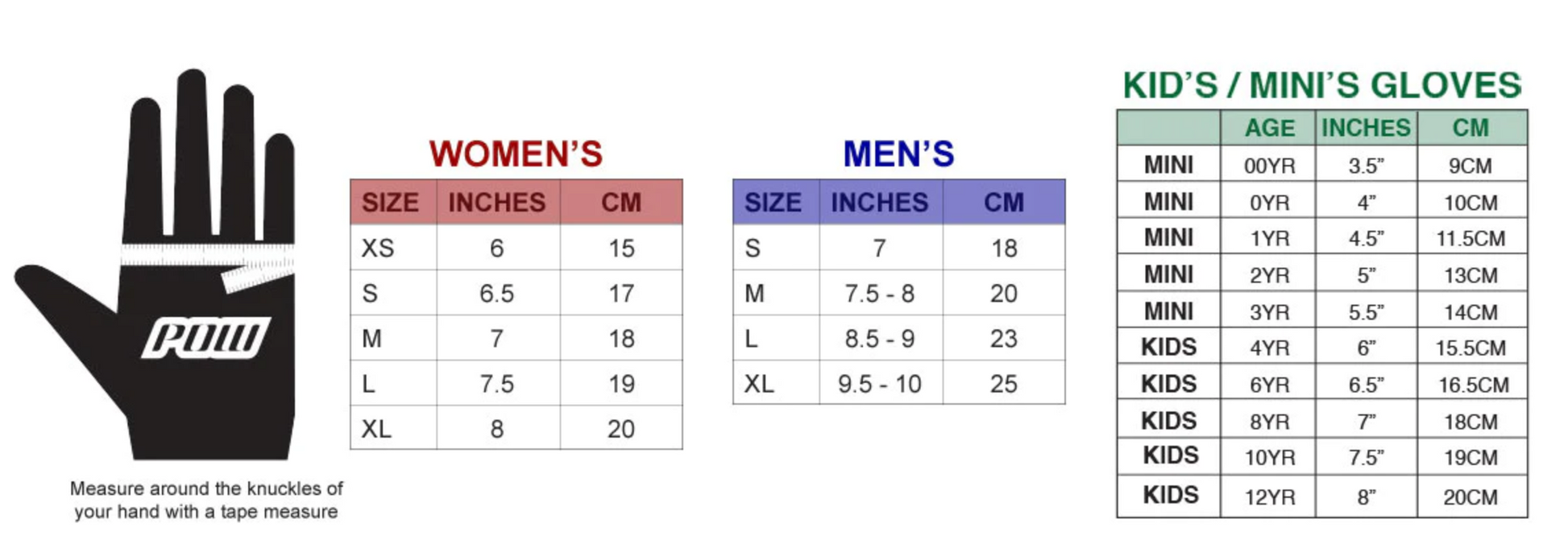 pow gloves sizing chart