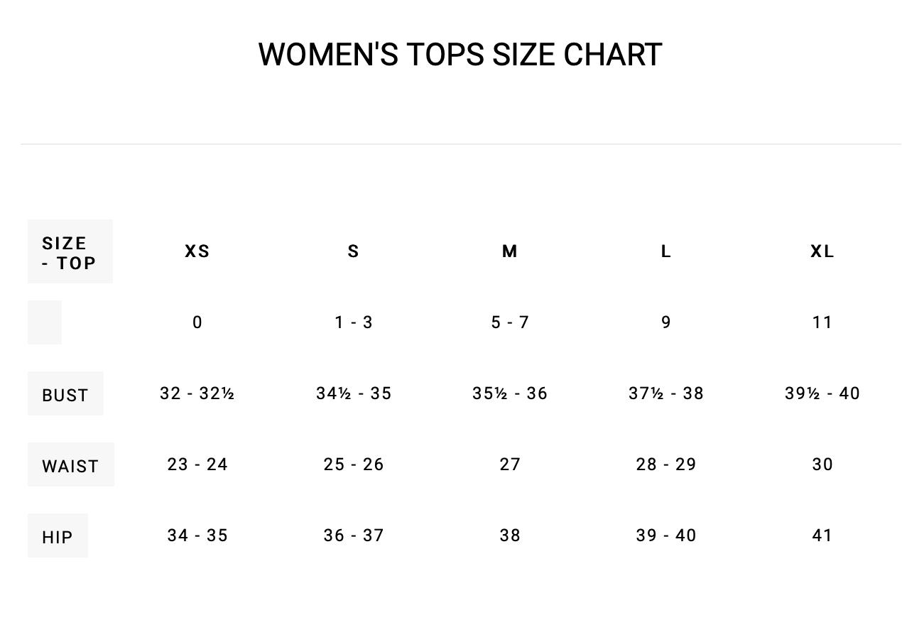 RVCA Womens Swim Tops Size Chart