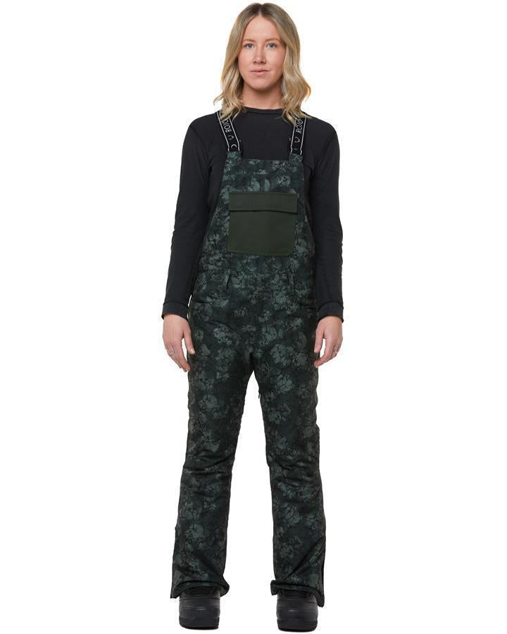 Rojo Outerwear Ladies Snow Day Bib 20K Waterproof Ski and Snowboard Pants Mossman Green Floral Camouflage