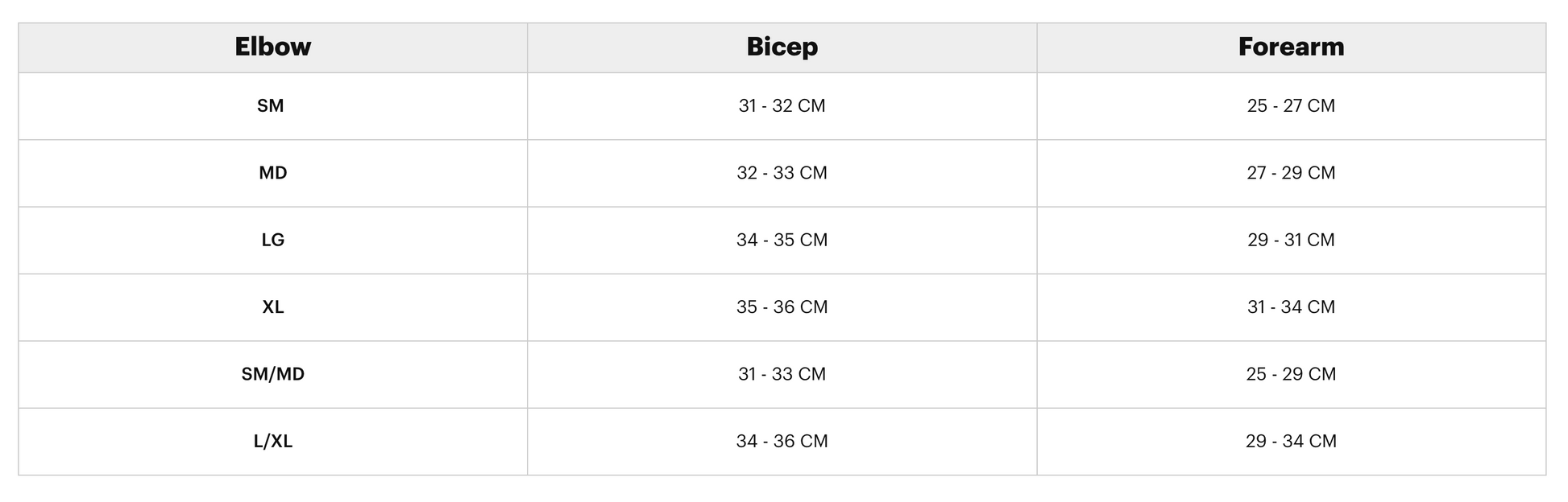 100 Percent Elbow Pad Size Guide