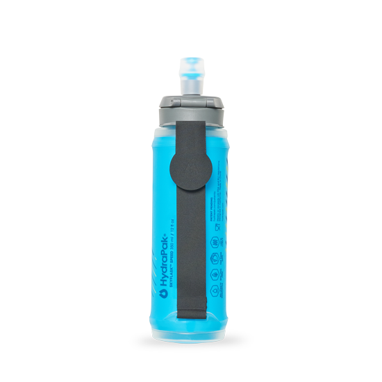 HydraPak Sky Flask Speed 350 ml collapsible water bottle Malibu blue strap