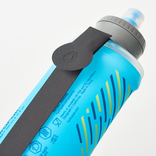 HydraPak SkyFlask 500 ml Collapsible Water Bottle Malibu Blue Strap Close Up