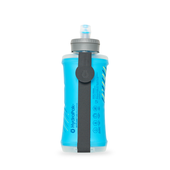 HydraPak SkyFlask 500 ml Collapsible Water Bottle Malibu Blue Strap Side
