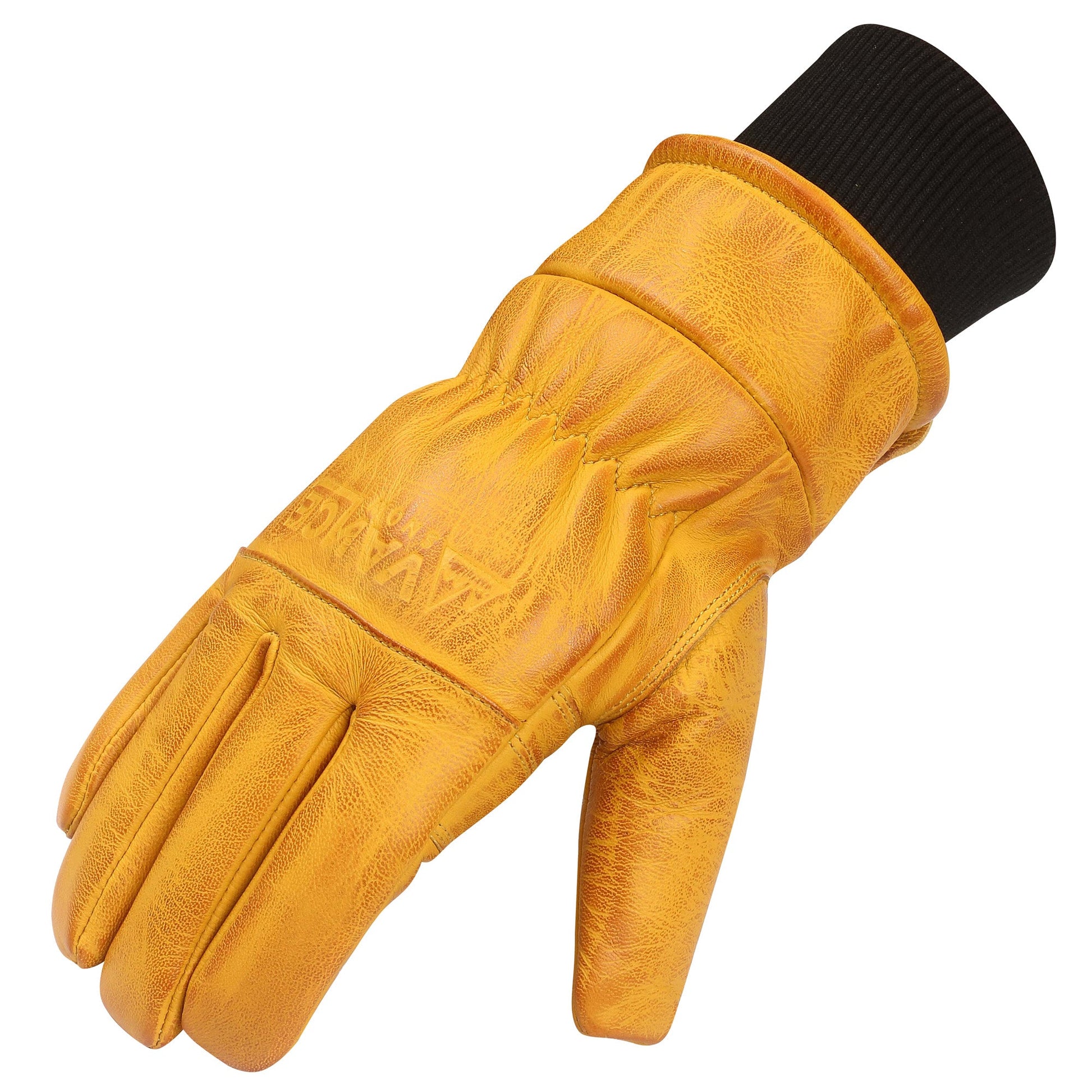 Vance Snow Mens Womens Unisex Goatskin Leather Insulated Winter Ski and Snowboard Gloves Tan Yellow Top Thumside