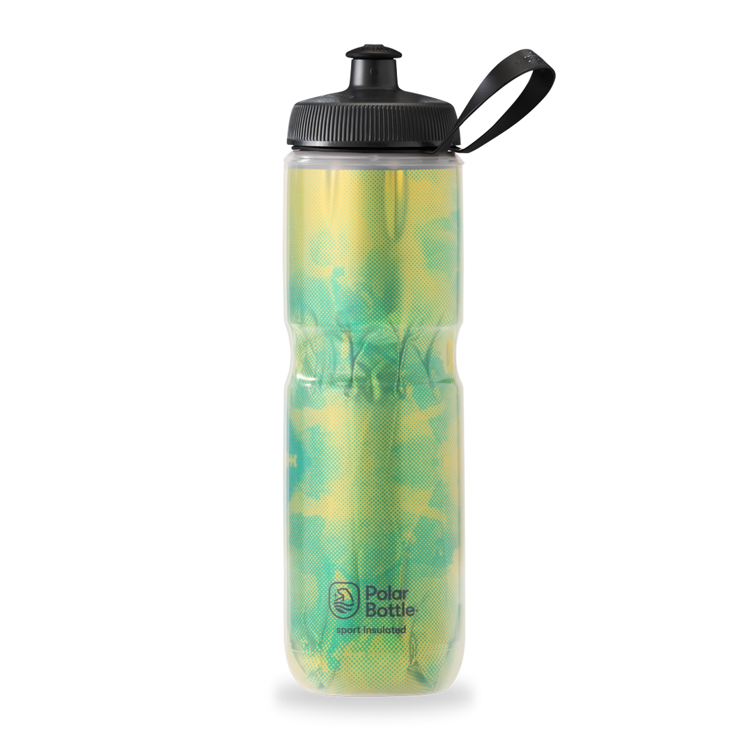 Polar Bottle Sport Insulated Fly Dye Water Bottle lemon lime green yellow 24 oz