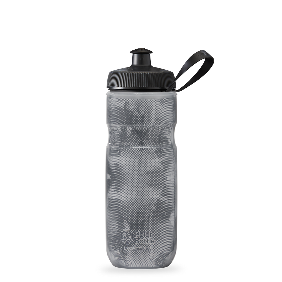 Polar Bottle Sport Insulated Fly Dye 20 oz water bottle monochrome silver black
