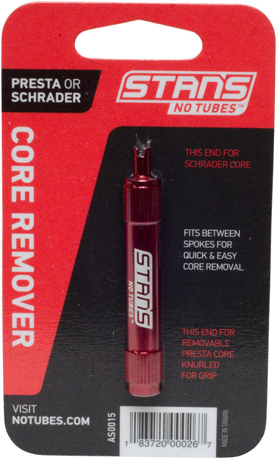 Stans No Tubes Presta and Schrader Valve Core Removal Tool Red