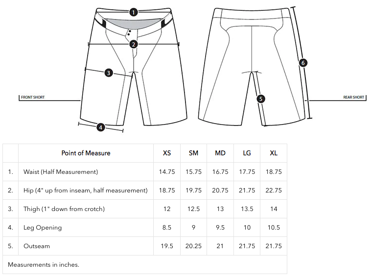 Troy Lee Designs Womens Short Size Guide