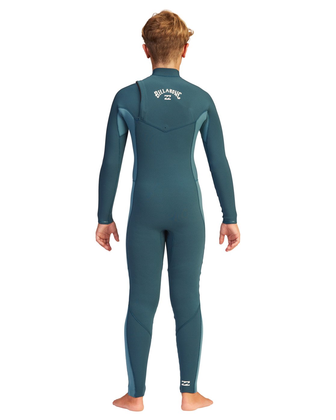 Billabong Boy's Youth 3/2mm Revolution Chest Zip Full Wetsuit Deep Blue Back