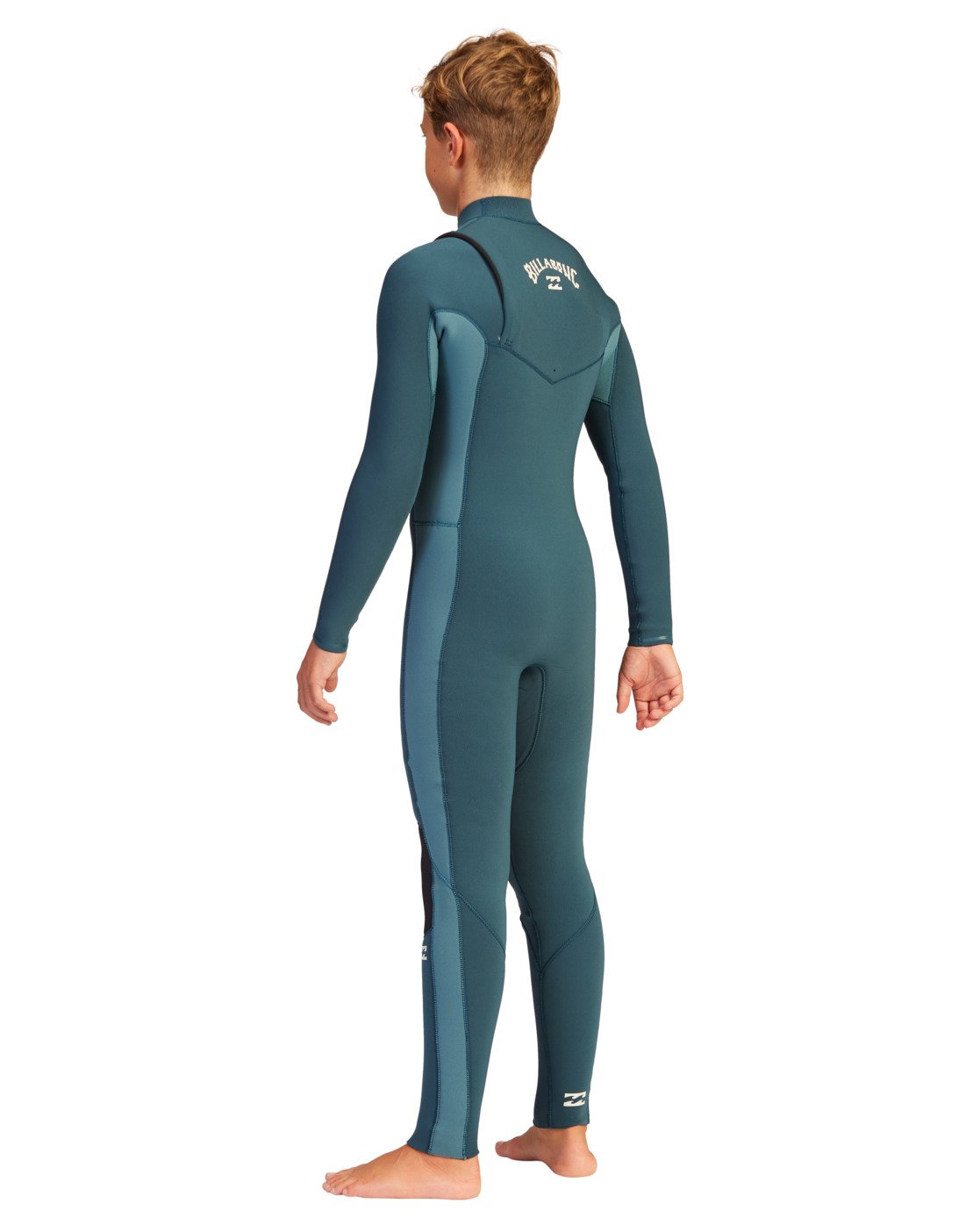 Billabong Boy's Youth 3/2mm Revolution Chest Zip Full Wetsuit Deep Blue Back Left Arm Leg