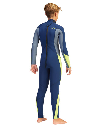 Billabong Youth Boy's 4/3 millimeter Absolute Back Zip Full Long Sleeve Wetsuit Blue Back Right Arm Leg