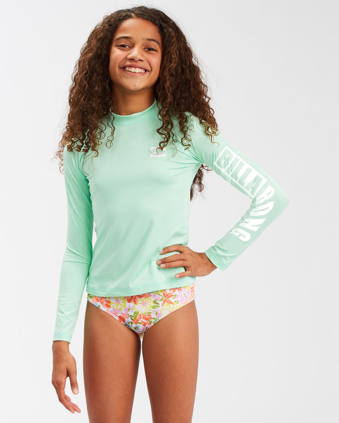 Billabong Girl's Core Surfdaze LS Rash Guard Spearmint Front