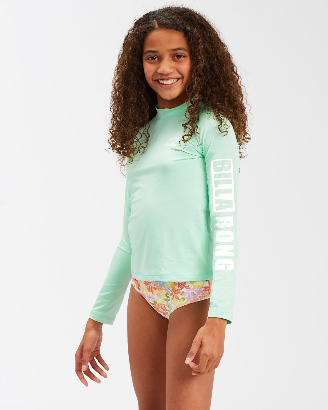 Billabong Girl's Core Surfdaze LS Rash Guard Spearmint Side