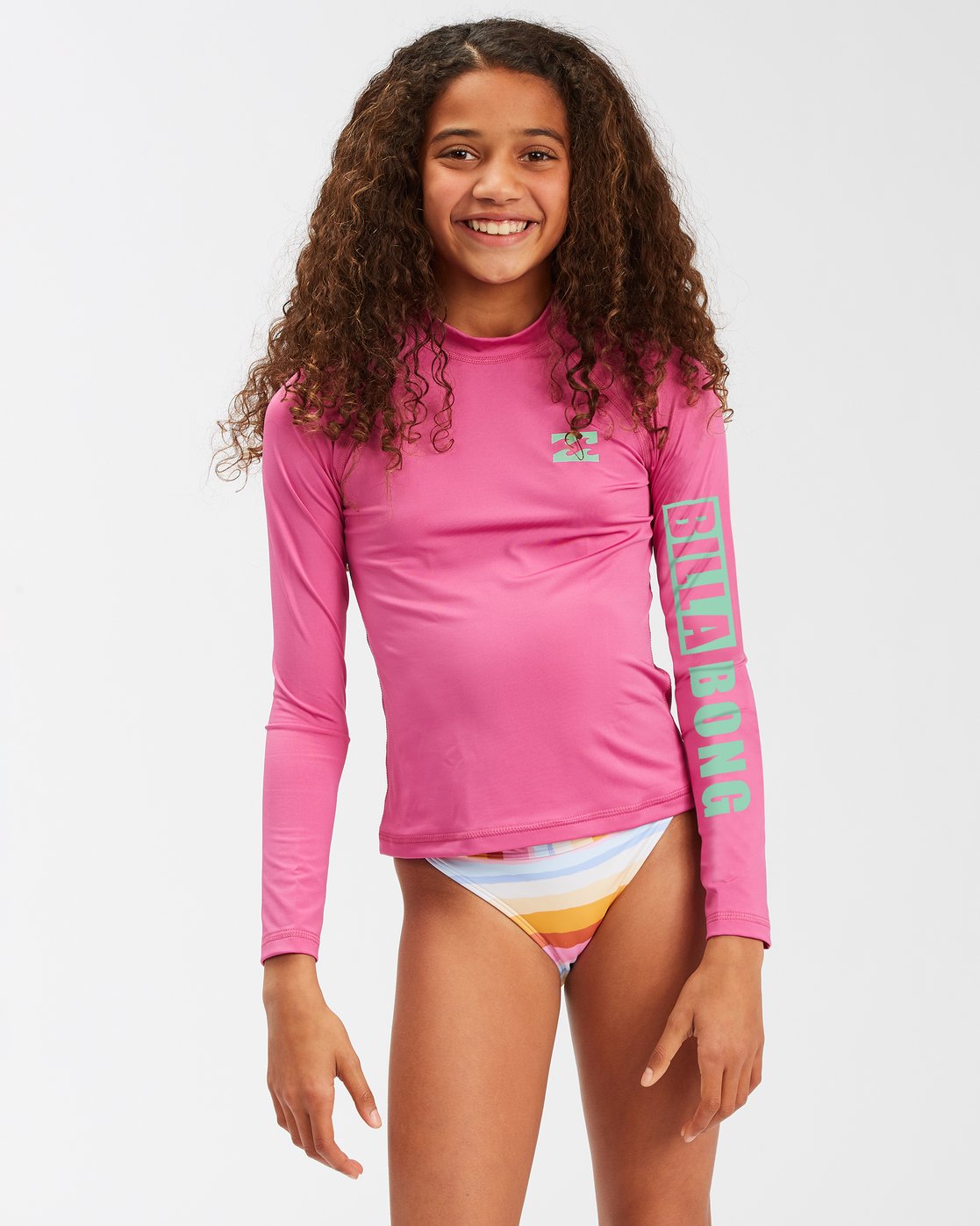 Billabong Girl's Core Surfdaze LS Rash Guard Tahiti Pink
