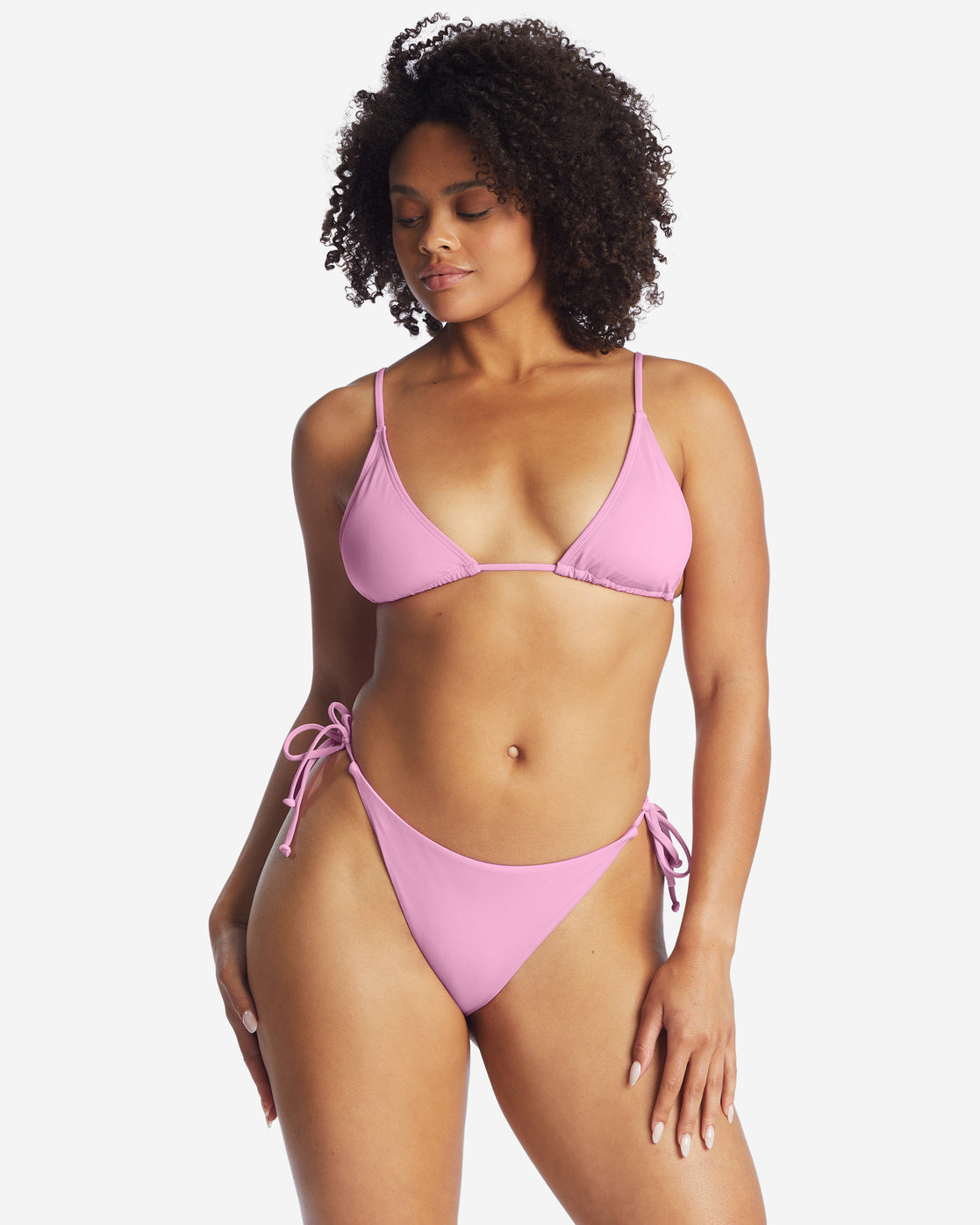 Billabong Womens womans ladies juniors sol searcher triangle bikini swimsuit top paradise pink front