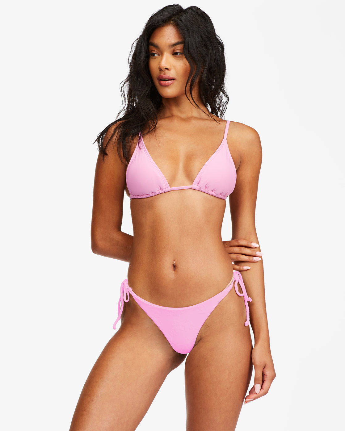 Billabong Womens womans ladies juniors sol searcher triangle bikini swimsuit top paradise pink front
