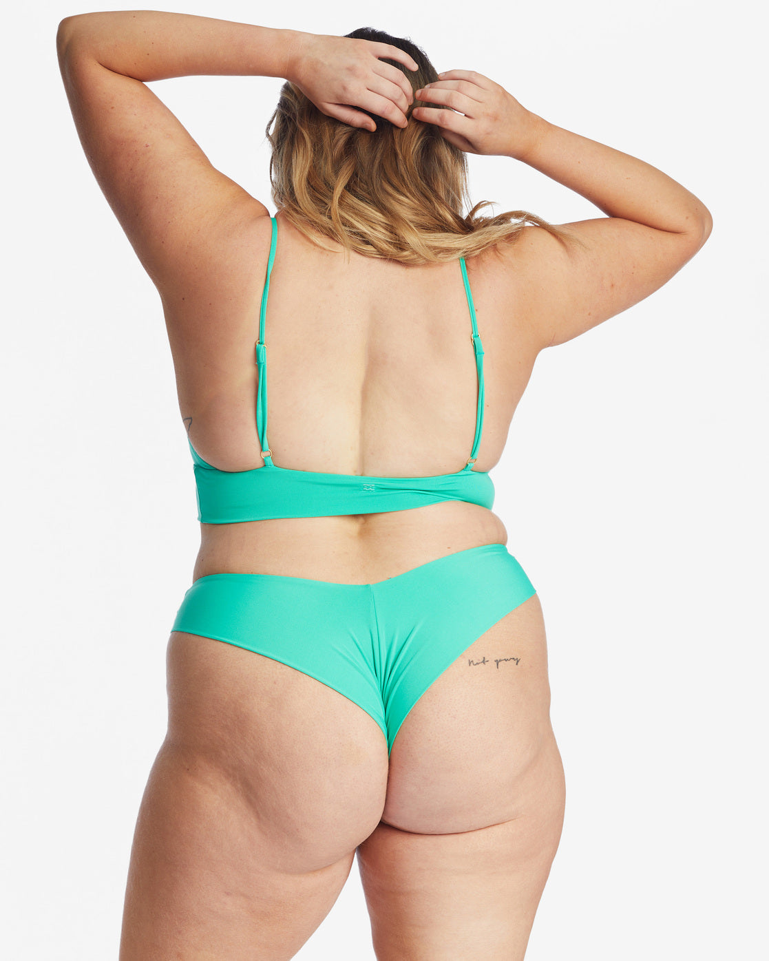 Billabong Sol Searcher Fiji Bikini Bottom Tropical Green Back; XL | Aubrey is wearing a size XL has a 40" bust, 37" waist, and 46.5" hips